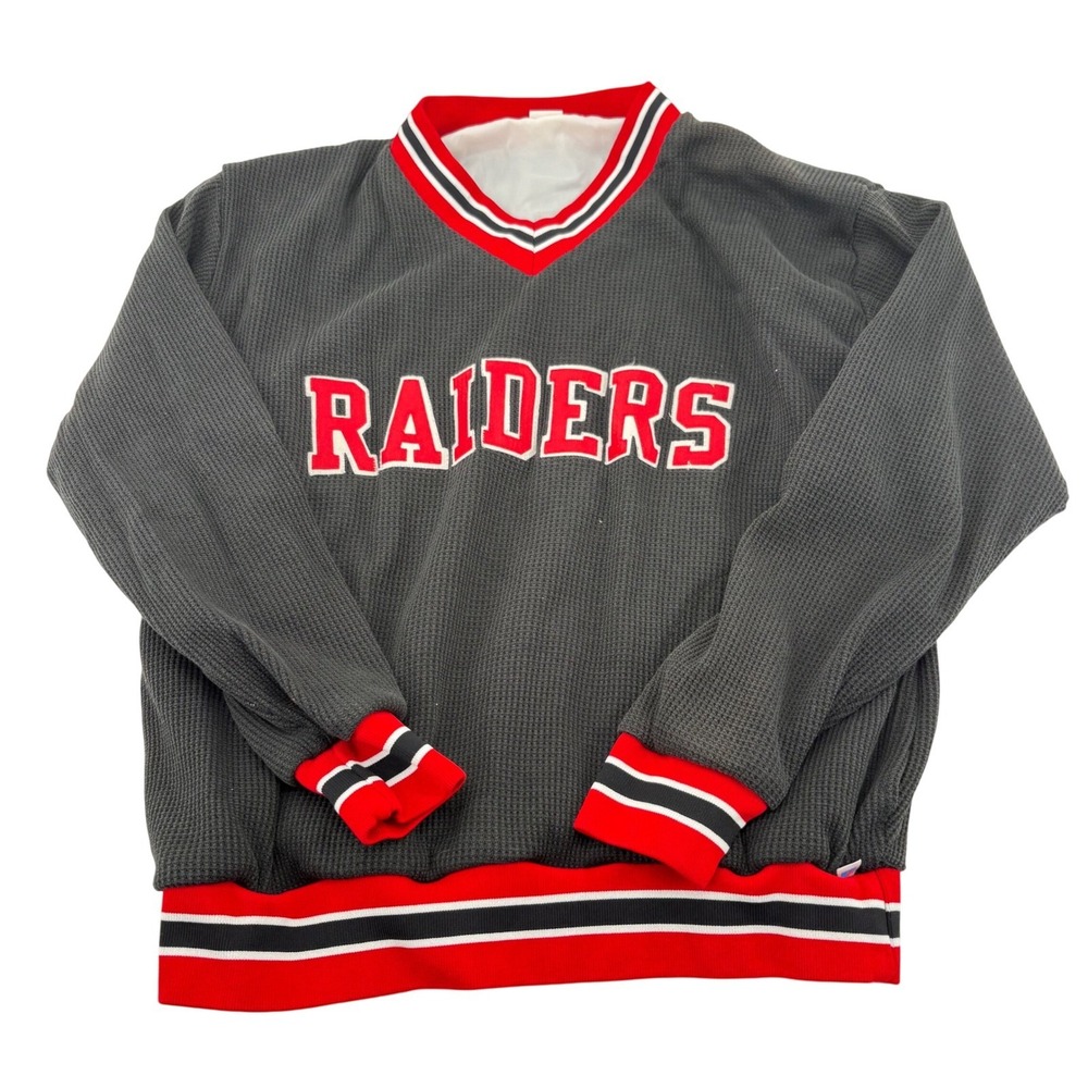 Vintage Russell Athletic Raiders Pullover Waffle Knit Sweatshirt XL‎